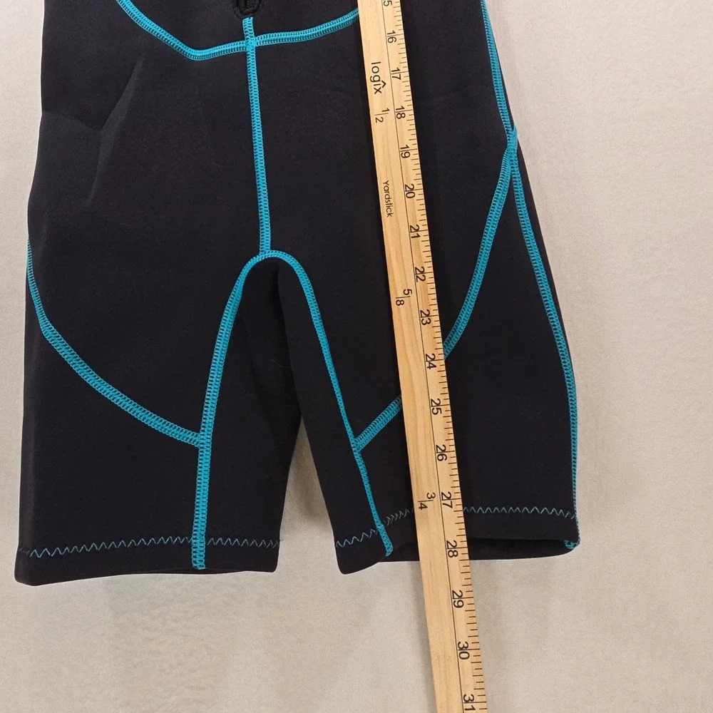 Seaskin Boys Size 8 Shorty Wetsuit Black Blue Neoprene Front Zip Swim Suit